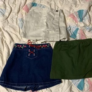 3 size 4T skirts EUC. one KRU green, creme Arizona, OGS dark denim